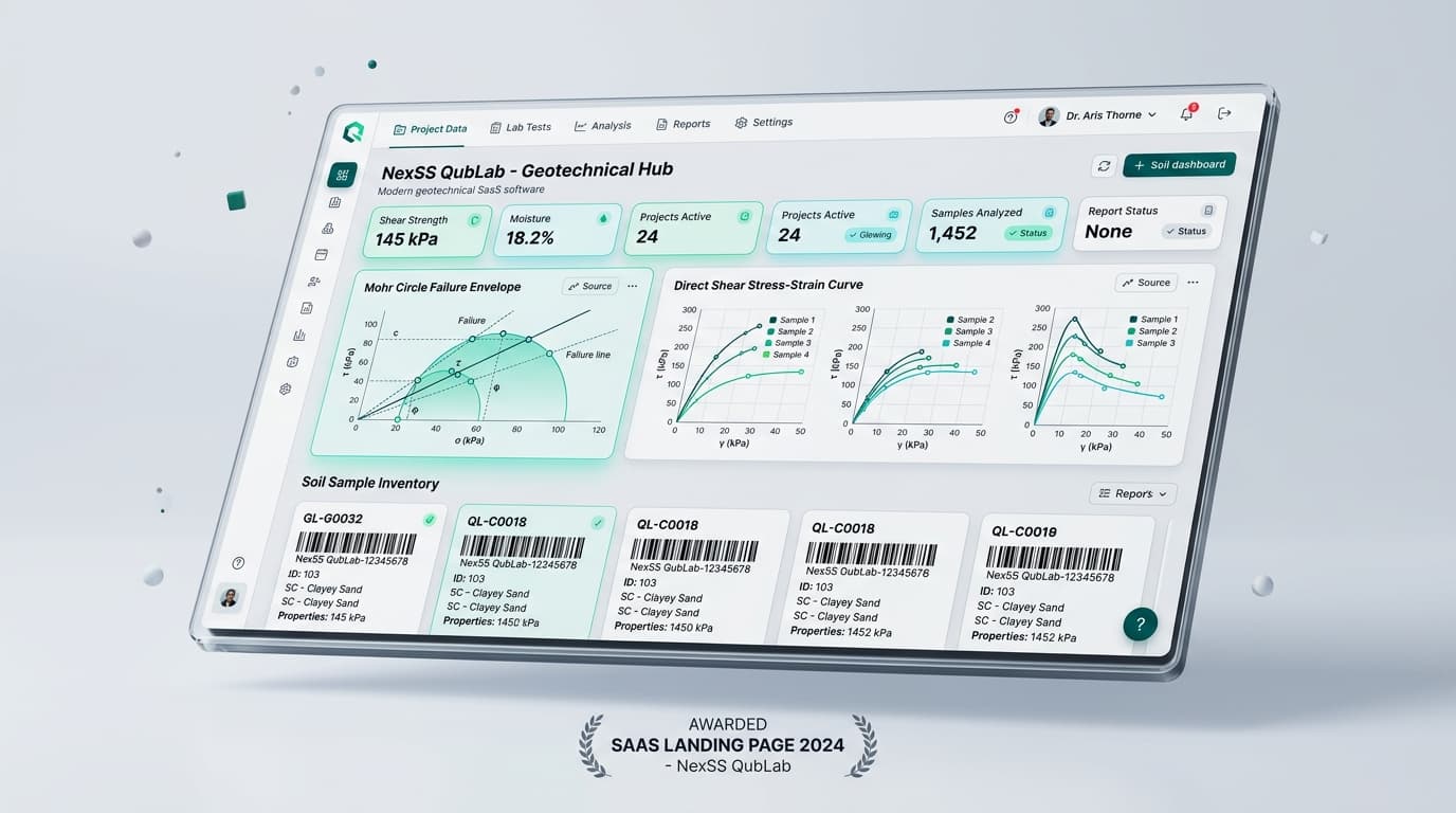 NexSS QubLab Geotechnical Laboratory LIMS Interactive Dashboard